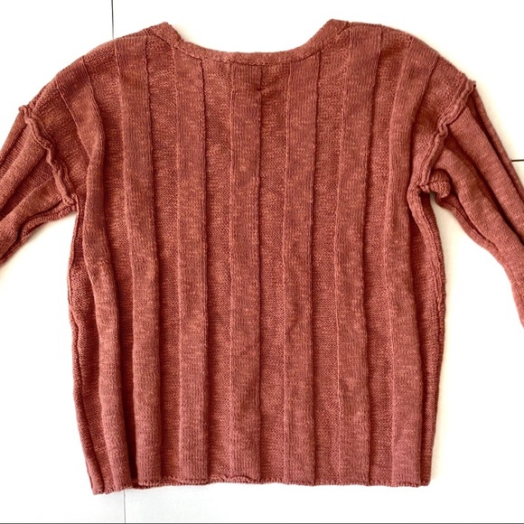 Hippie Rose V-neck Sunset Clay & Crystal Sage Ribbed Sweaters Bundle of two NWT - Picture 3 of 16